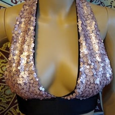 Dusty pink sequin halter top