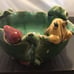 Pottery Frog Water Lilies Signed Planter/ Bowl