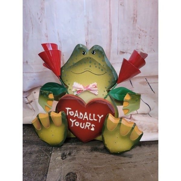 Wooden Valentine's Day toad frog todally yours Decor figure
