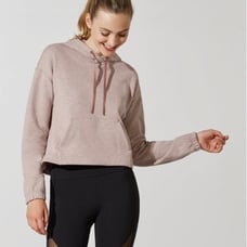 LULULEMON X BARRY'S HEATHERED RED DUST STRONGER AS ONE CROPPED HOODIE