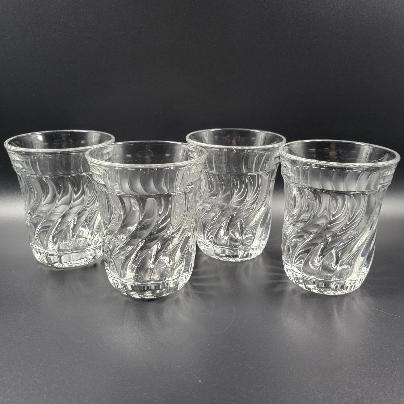 VTG Fostoria Colony 2412 Swirl 3 5/8 Flat Juice Tumbler Glass Lot Set Of 4