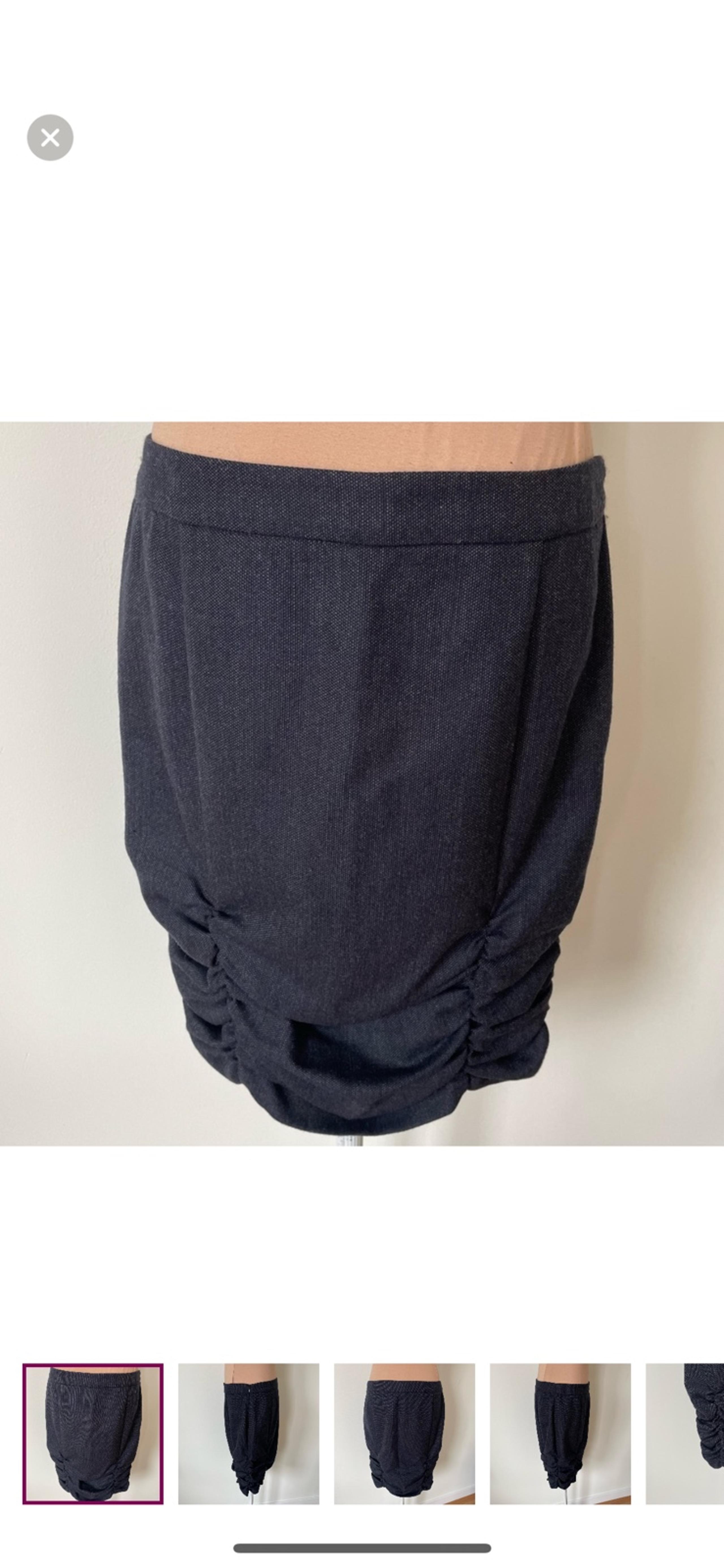 Love Moschino Vintage Y2K Wool Black Gray Stitch Ruched Mini Pencil Skirt EUC 6