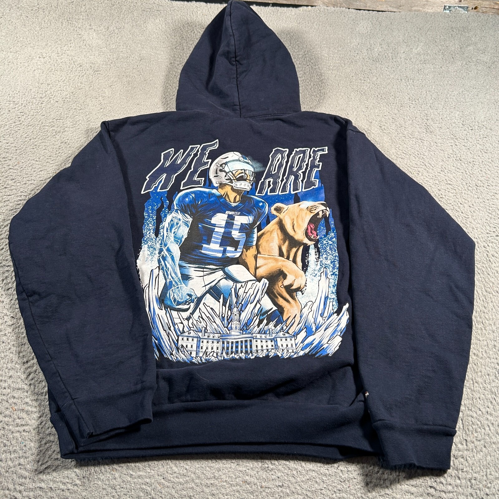 Detroit Lions Kiwiclo Hoodie Men Medium Blue We Are Print Pullover Hoodie RARE