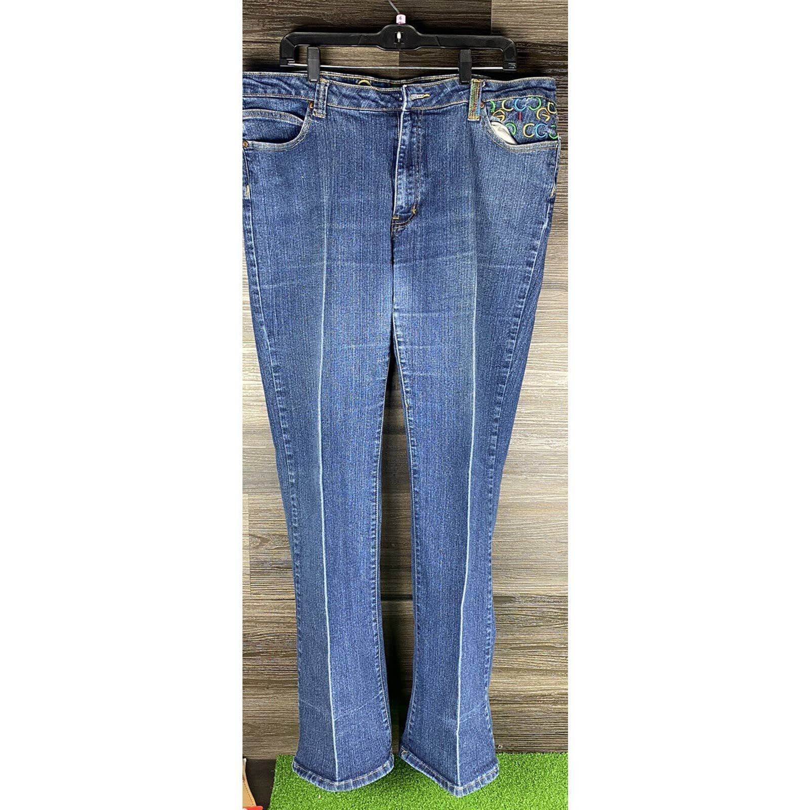 Coogi Womens Denim Jeans Size 17/18 Colorful Pattern VTG 90s Jean 39 x 32