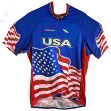 USA Flag Mens Cycling Jersey Size 2XL XXL Blue Red White Biking Shirt Waving