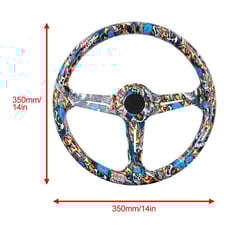 NEW JDM UNIVERSAL 350MM STICKERBOMB Acrylic Deep Dish 6 Holes Steering Wheel