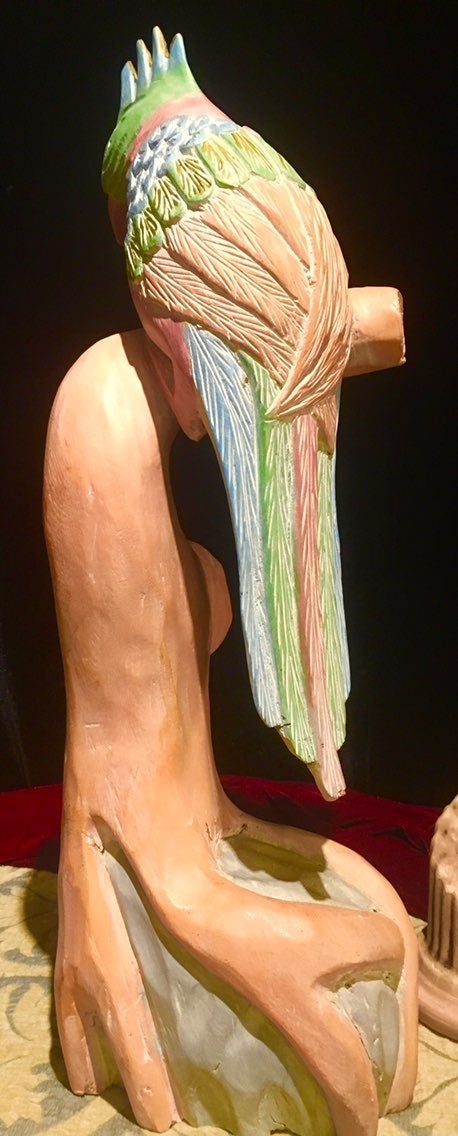 Wood Carved Sculpture Parrot