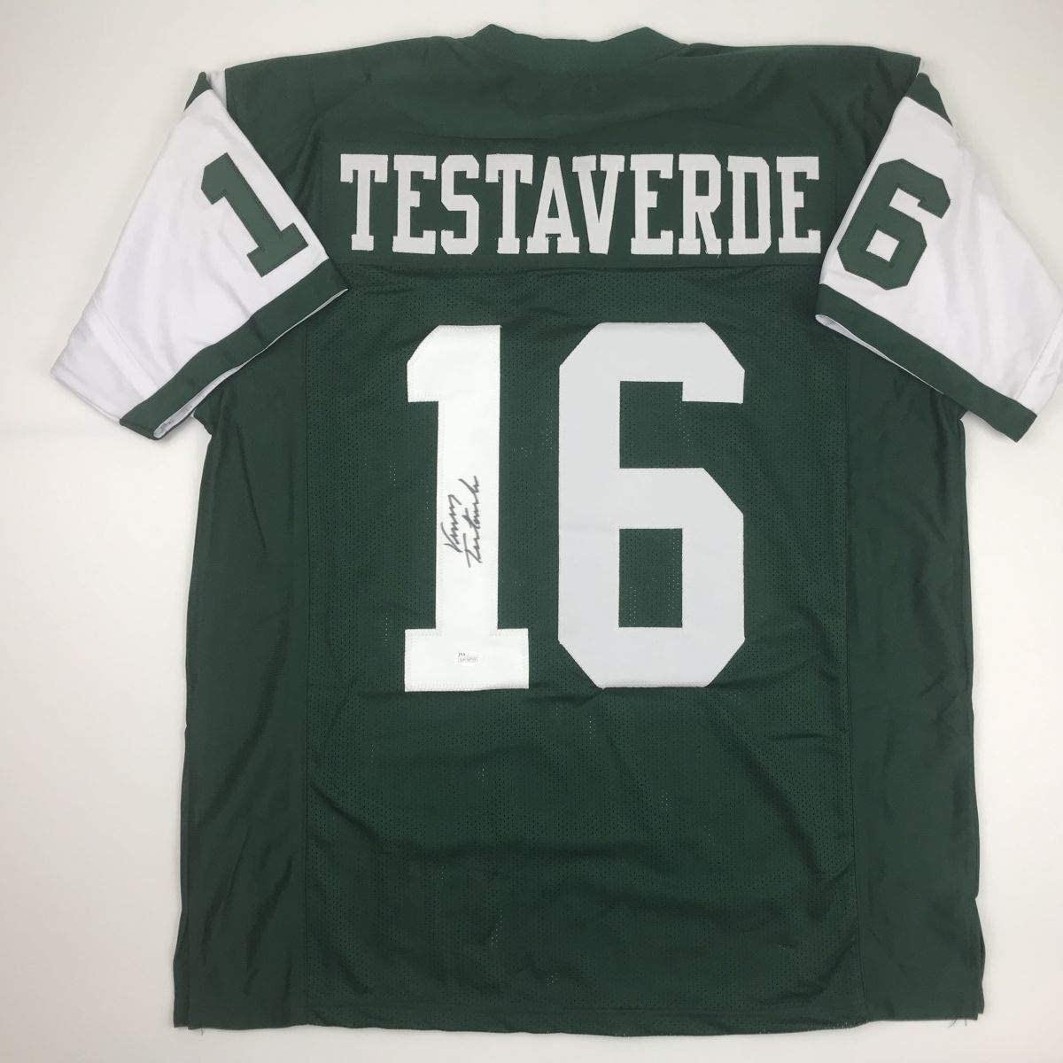 Autographed/Signed Vinny Testaverde New York Green Jersey JSA COA