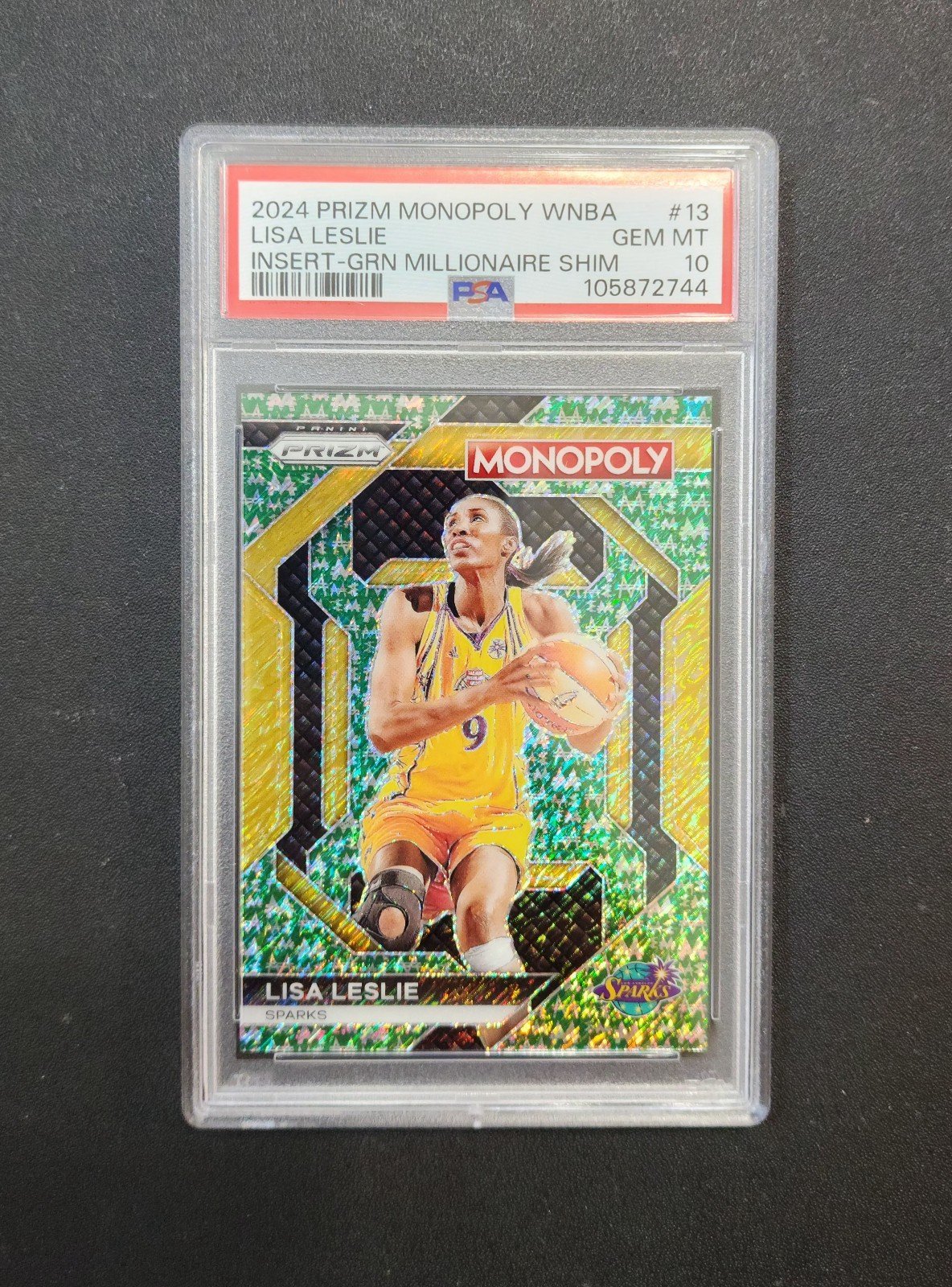 PSA 10 2024 Prizm Monopoly WNBA Lisa Leslie Green Millionaire Shimmer SSP /20