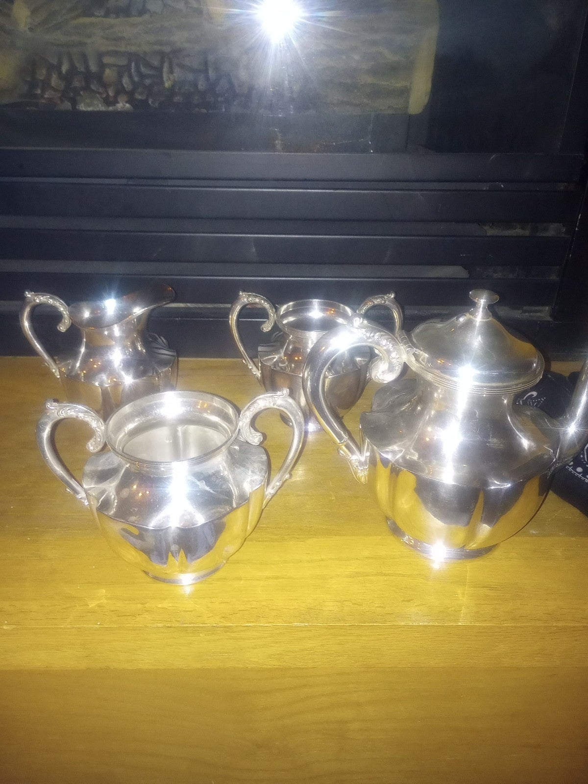 Four piece set of Wallace brothers silver company tea set