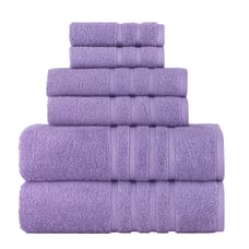Rosyn Home Hotel Quality 100% Turkish Cotton 6 Piece Bath Towel Set Purple