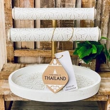 NWT Made in Thailand Gorgeous jewelry holder Organizer with 2 rods & Oval Tray