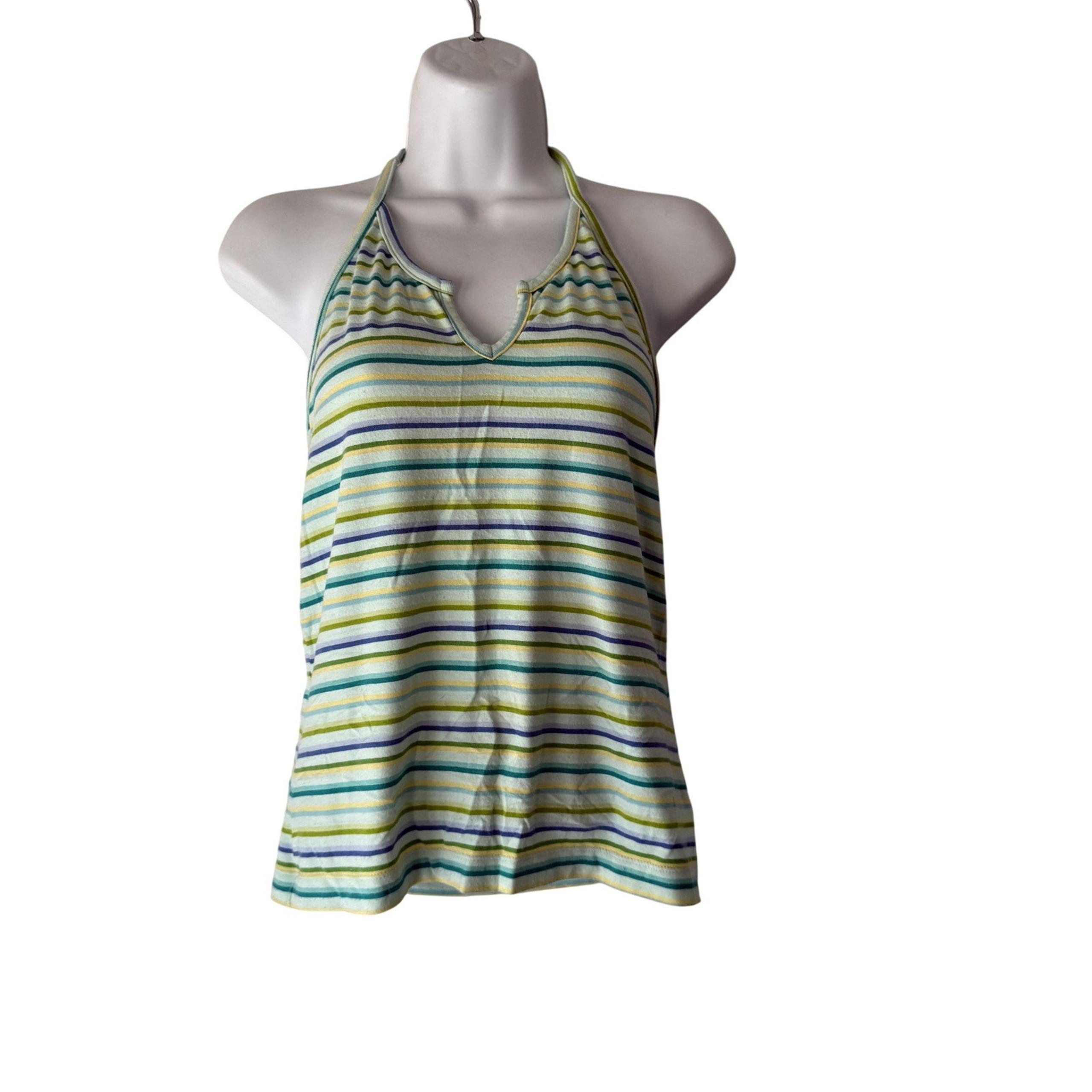 Tangents Halter Top Y2k Medium Multicolor Striped Knit Going Out Casual Summer