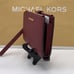 MICHAEL KORS LG DOUBLE ZIP WRISTLET WALLET PHONE HOLDER DARK CHERRY NWT