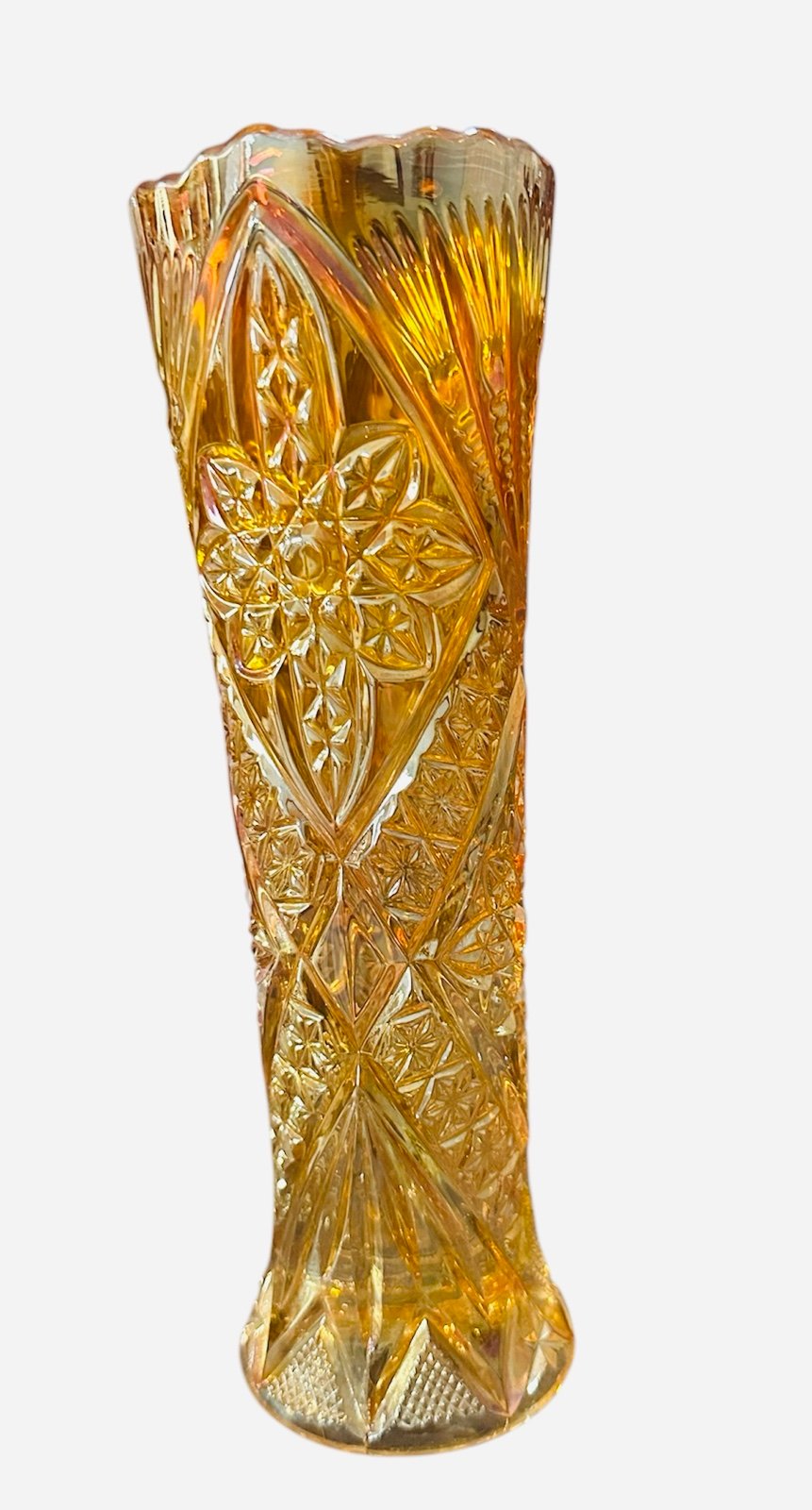 Brockwitz Germany Curved Star (Zurich) Cylinder Marigold Vase