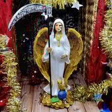 Santa Muerte Pregnant Statue White Holy Death With Glitter Wings 12 Embrazada