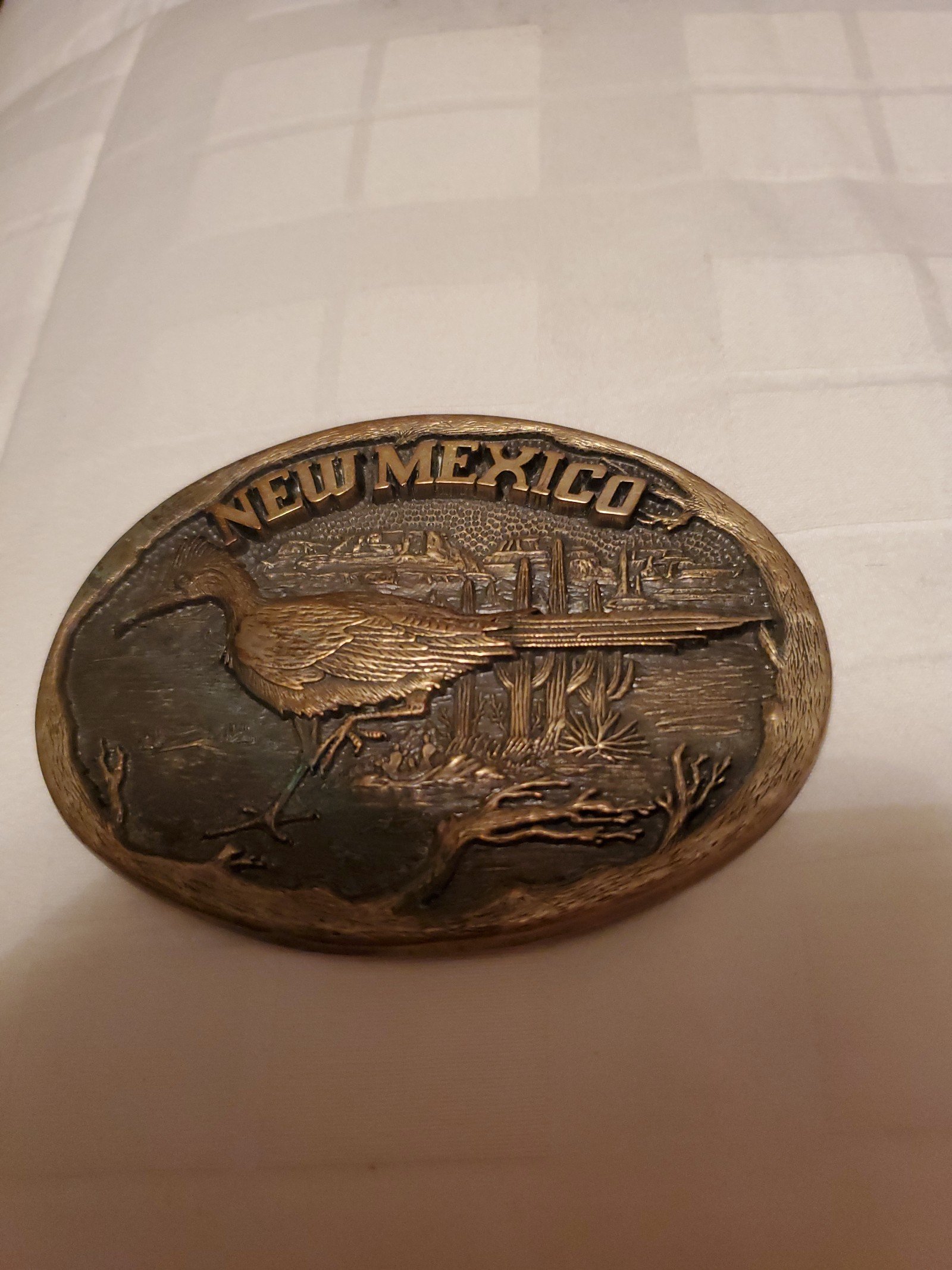 Vintage New Mexico solid brass belt buckle. By Award Design Metals. FREE SHIPPIN