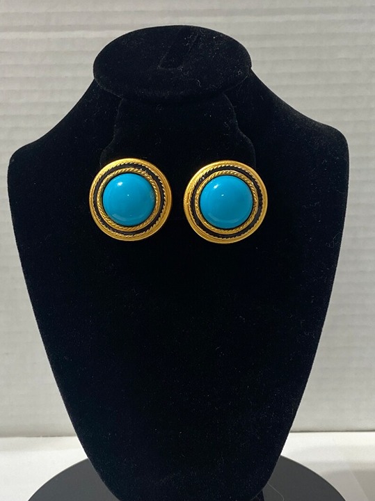 Lovely Vintage Estate David Dubin NR Gold and Turquoise with Black Lining,