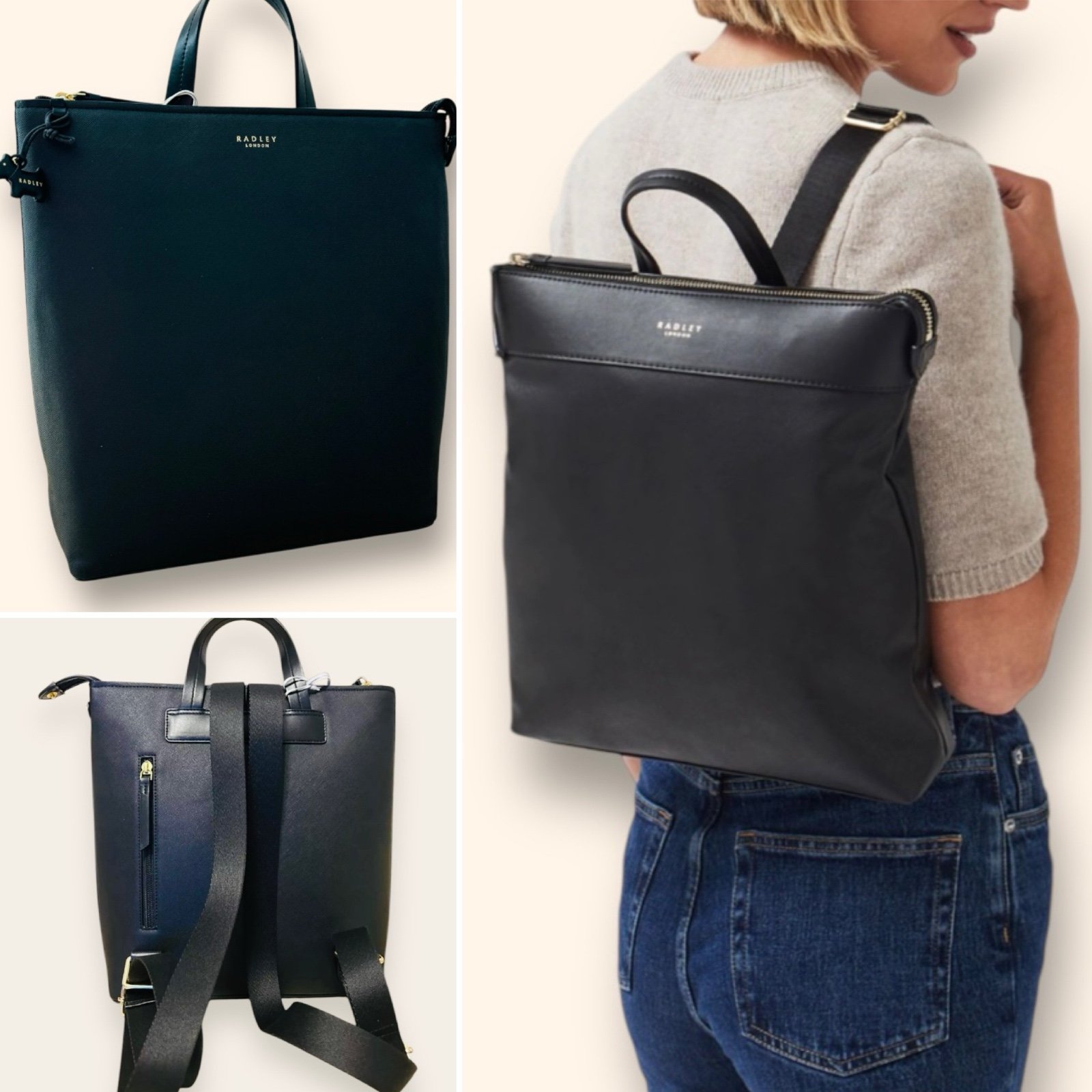 RADLEY London Essex Road Responsible Backpack Medium Zip-Top Black