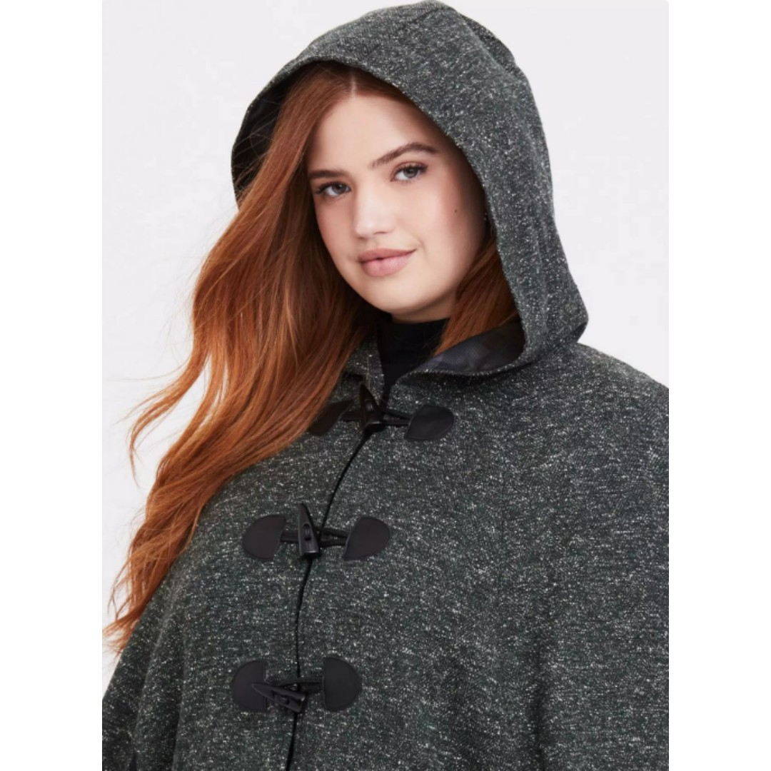 Outlander Torrid Clare Fraser Green Marled Hooded Toggle Cape Coat 3/4 3xl 4xl