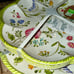 NEW NWT Shabby Chic MELAMINE DINNER & SALAD PLATES Scallop Floral 8pc Set GREEN