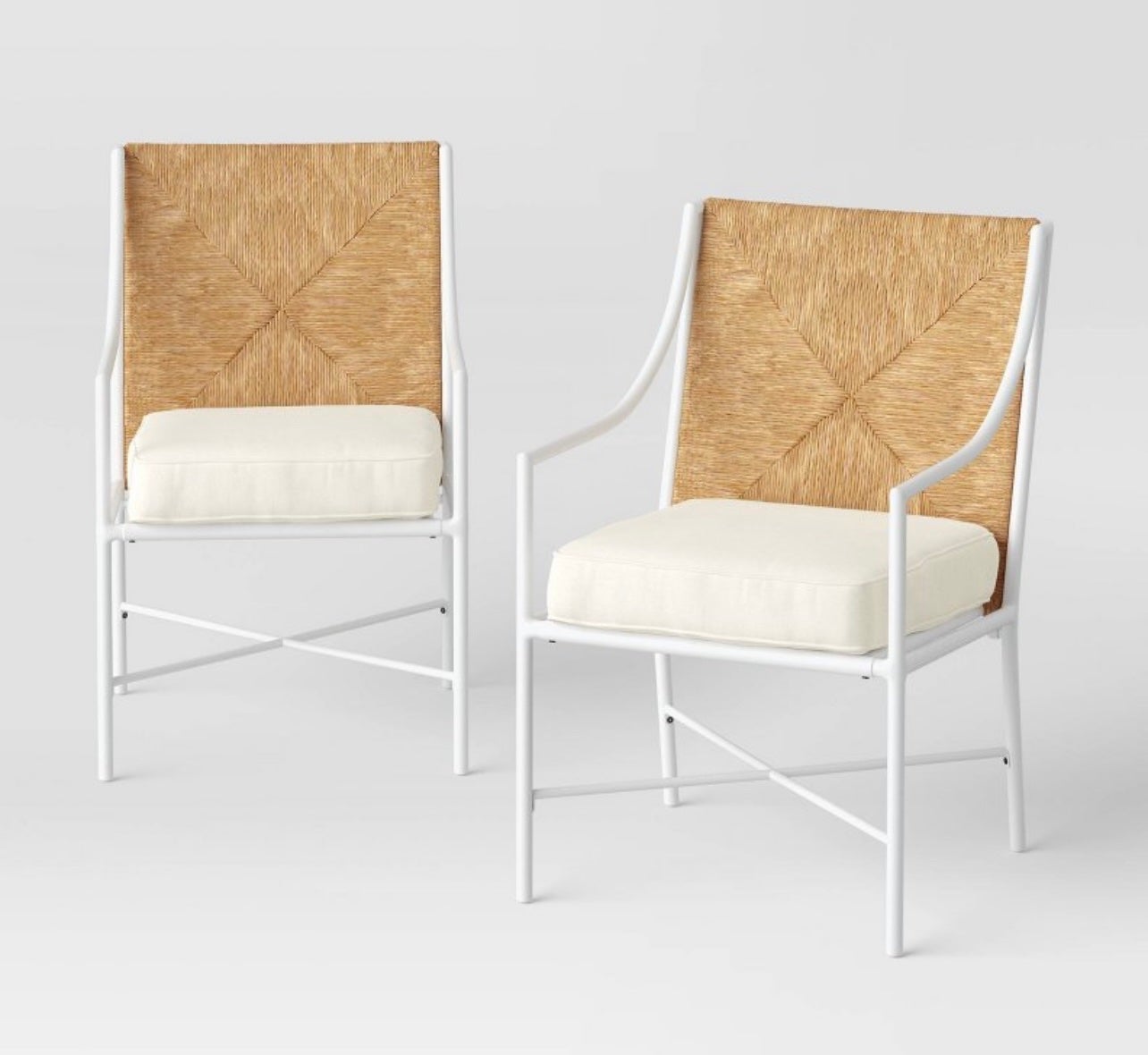 Stanton 2pk Rush Weave Patio Dining Chairs - White/Natural - Threshold designed