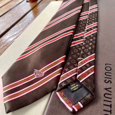 NEW 100% Louis Vuitton Classic Automotive Monogram Stripes Tie