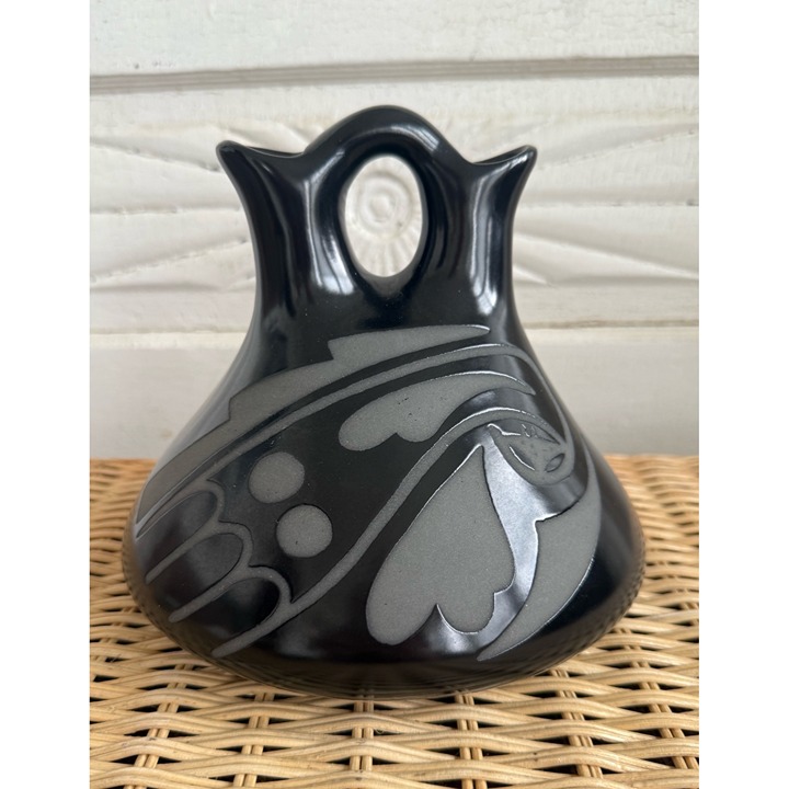 80's George & Georgene Garrett Southwest Black Studio Pottery Wedding Vase