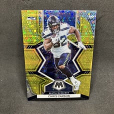 Chris Carson 2022 Panini Mosaic Gold Disco /10 Seattle Seahawks