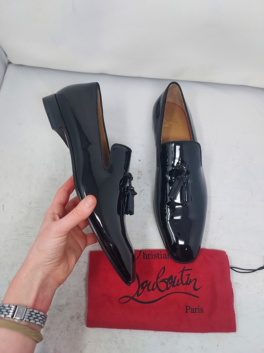 Christian Louboutin MENS Black Patent Leather Dandelion Tassel Loafer