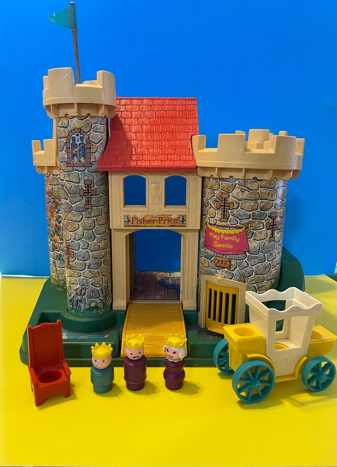 Vintage Fisher Price Play Family Castle 993 with Acessories