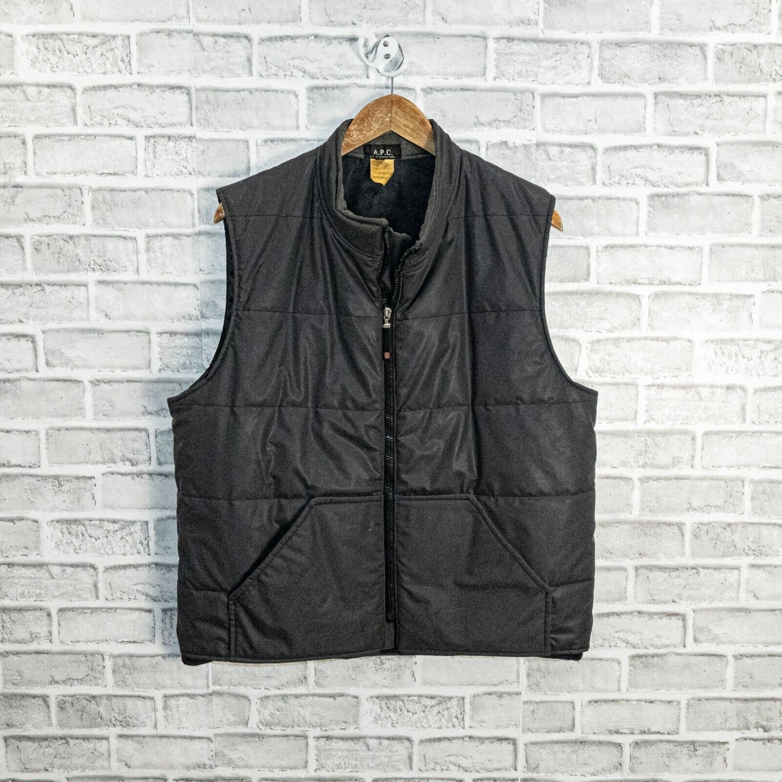 vtg A.P.C. Puffer Quilted Vest Rubberised poly cotton Made in France size 3