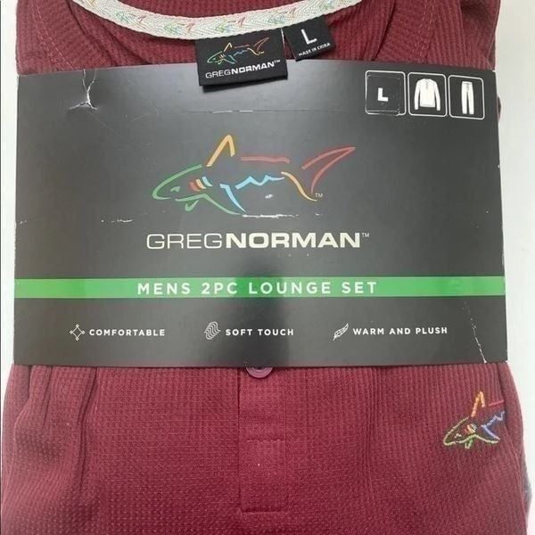 GREG NORMAN - Men’s Thermal Top & Fleece Pant Lounge Set 2 Large Sleepwear New!