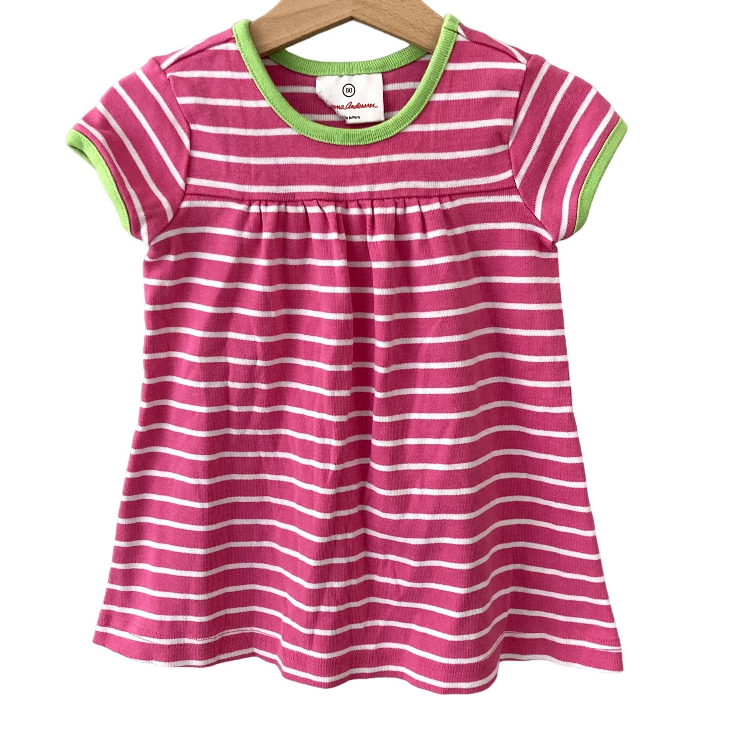 Hanna Andersson Stripe Playdress - Bouquet Pink, Go For It Green - 18-24M, 80cm