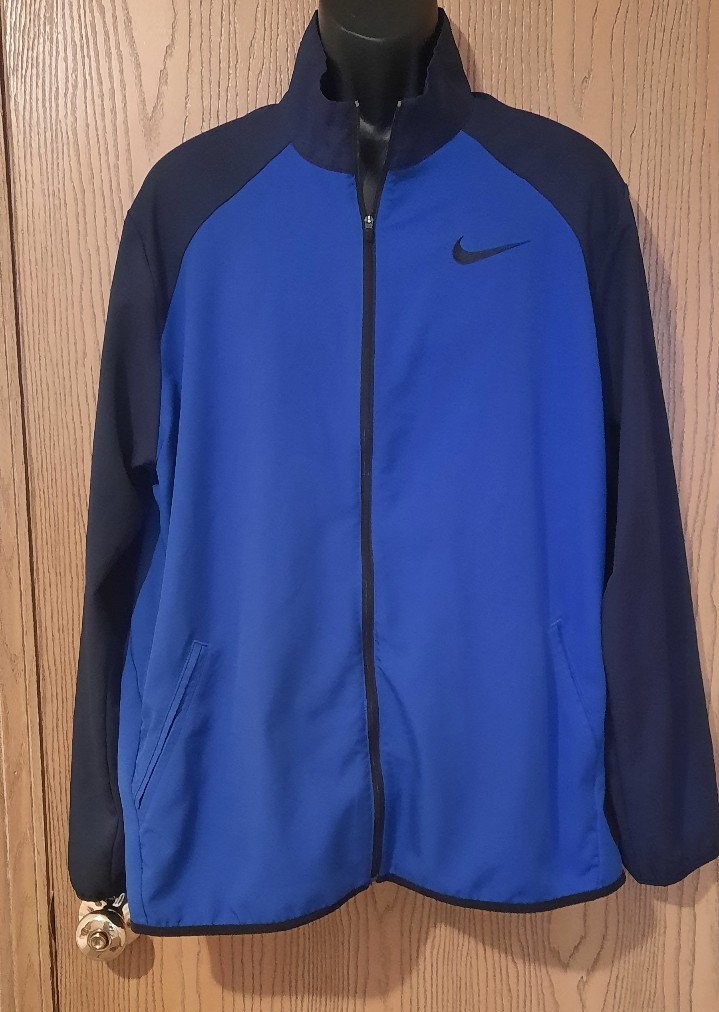 Nike Dri-Fit Mens Blue Ful Zip Running Jacket Size XL