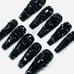 JEWELS -BLACK - LONG Ballerina - Medium Press on Nails