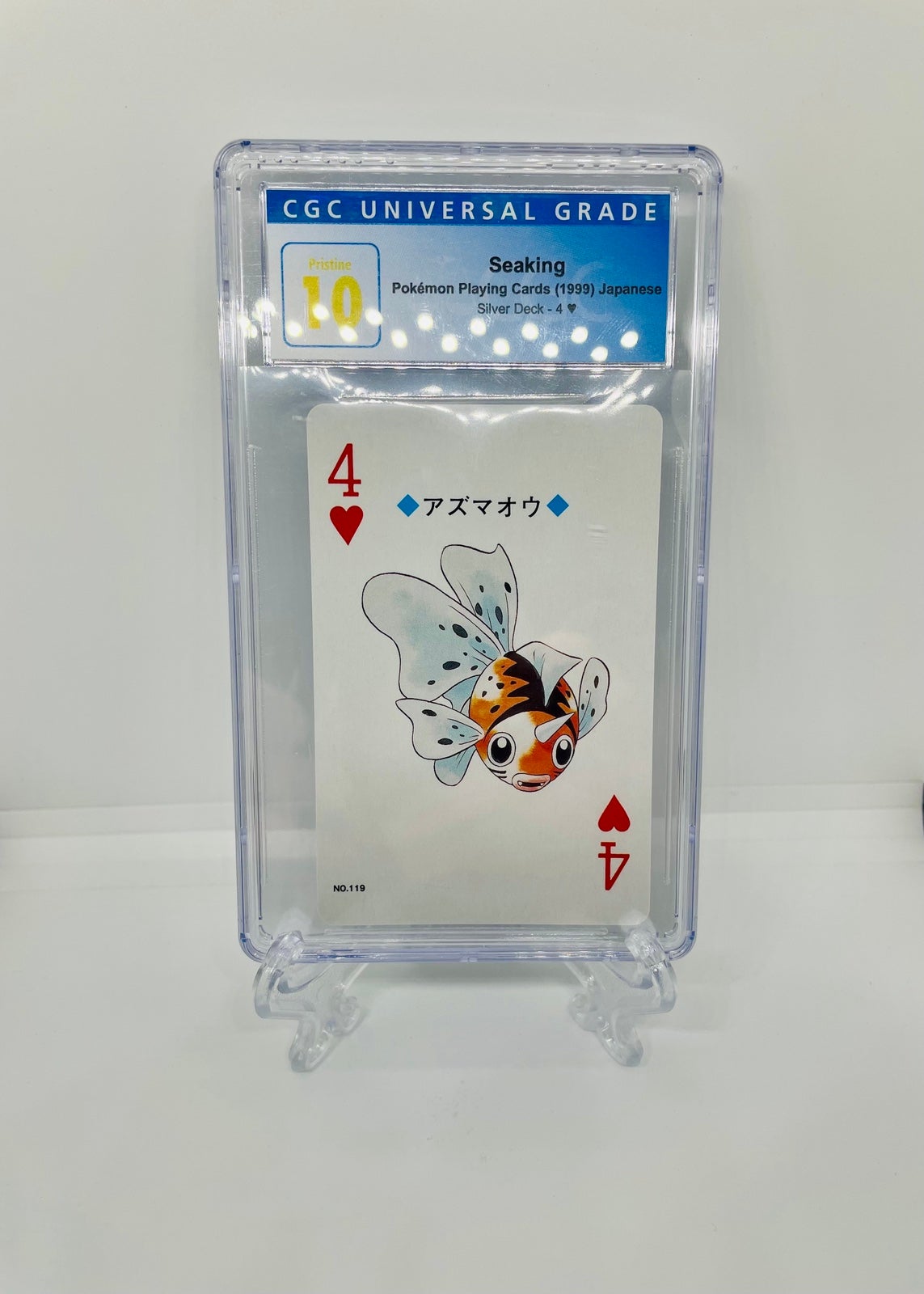 CGC Pristine 10 Pokémon Poker Card Japanese Seaking Silver Deck 4 of Hearts