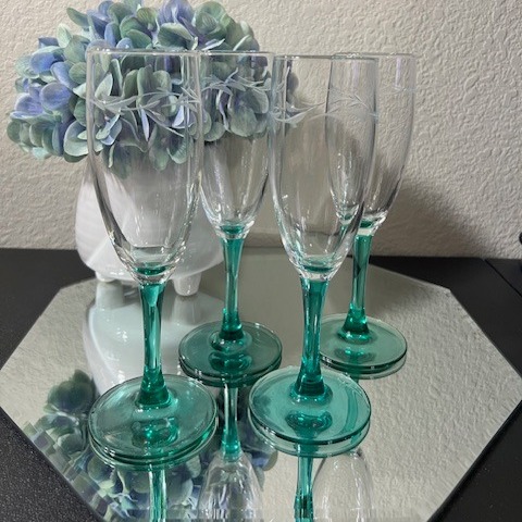 Silhouette Spruce Fluted Champagne Glasses by Tiara