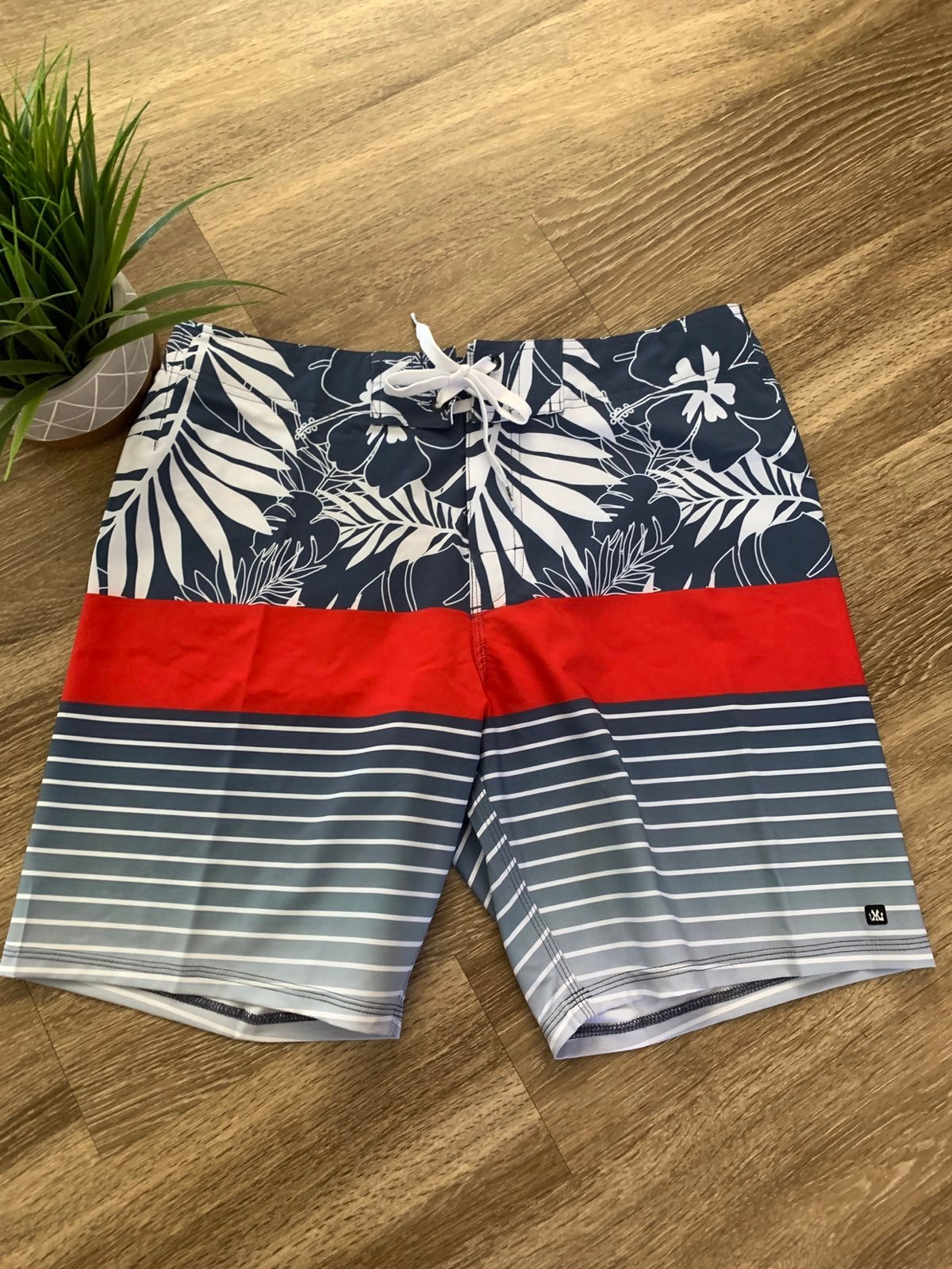 Red,White & Blue Floral Board Shorts New