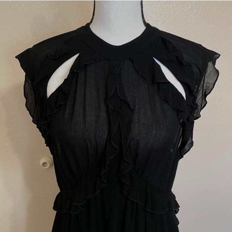 IRO Aya Women’s Black Ruffle high quality Cutout Flowy Mini Dress
