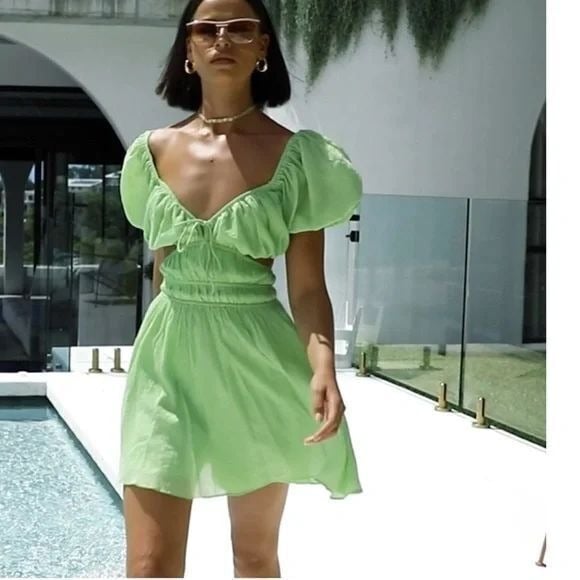 Sabo skirt mini dress in lime green size xs / pb1
