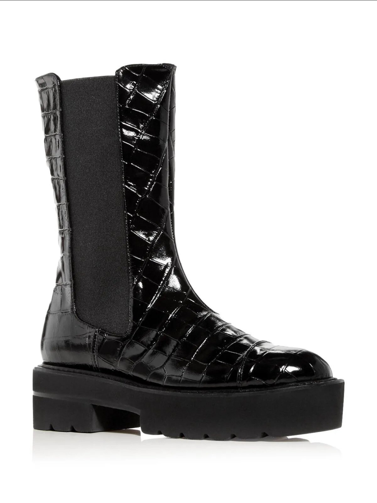 STUART WEITZMAN Womens Black 1-1/2 Platform Panels Presley Boots, Size US 5