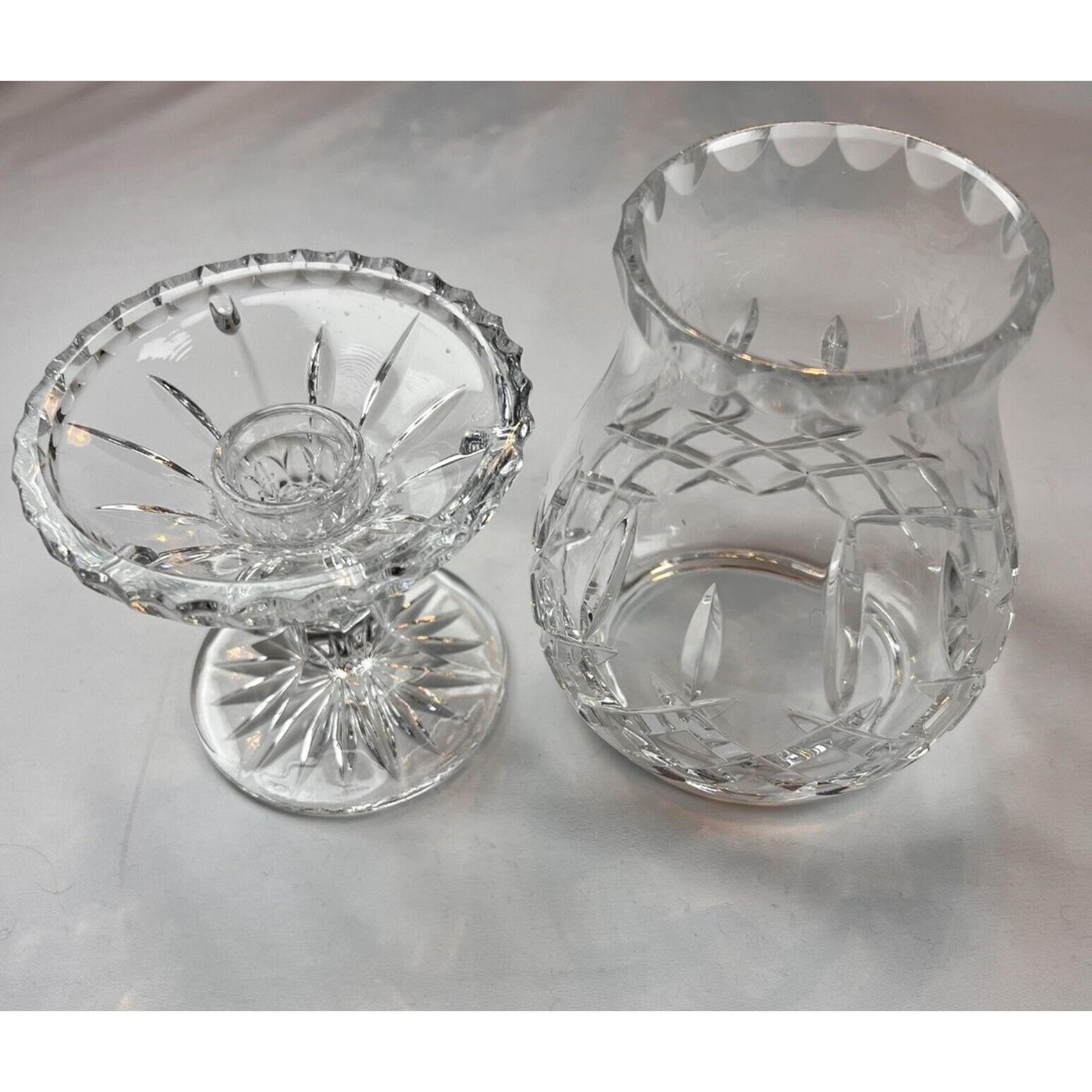 GORHAM CRYSTAL King Edward Full Leaded Crystal Hurricane Lamp