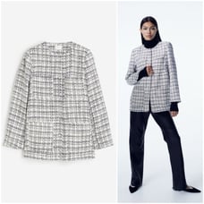 White Plaid Boucle Jacket Size S