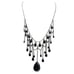 Vintage Premier Designs Gothic Bib Necklace, Black Beaded Drop with Tiered Chain