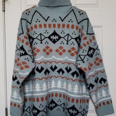 Panache Fair lsle Turtleneck Nordic Sweater Ski Cabin Overdized L