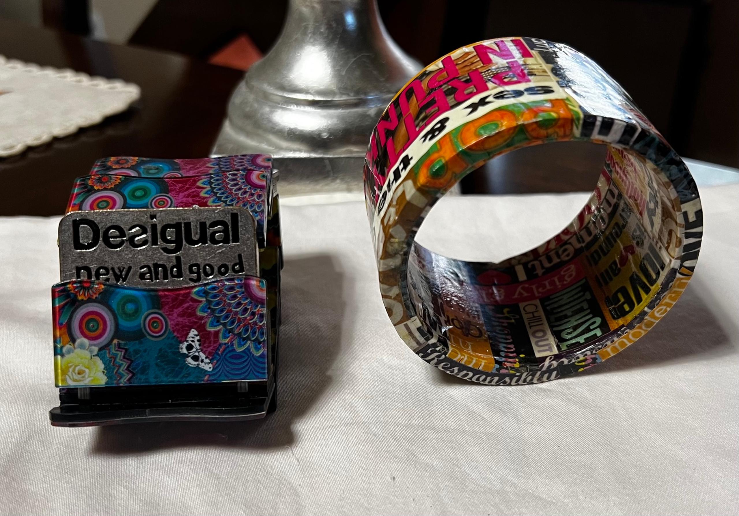 Y2K Desigual Multicolor Graphic Bracelet Duo