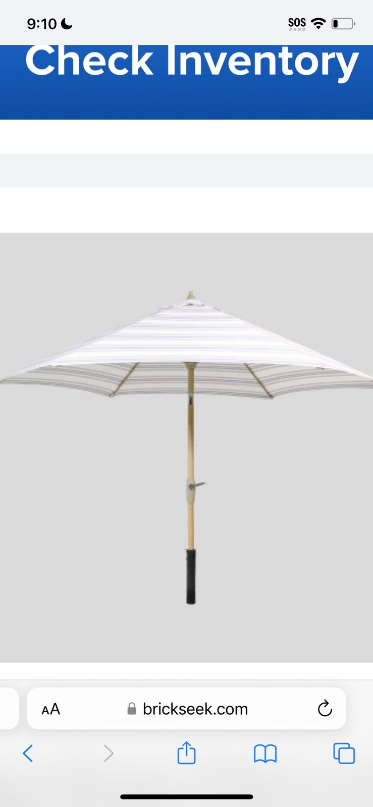 9round ticking, striped patio umbrella-navy light wood Pole l
