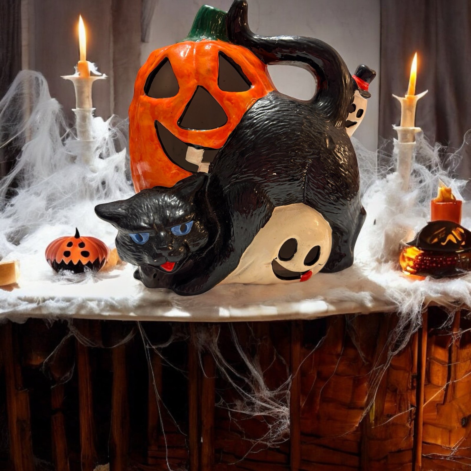 Halloween ceramic vintage light up decor