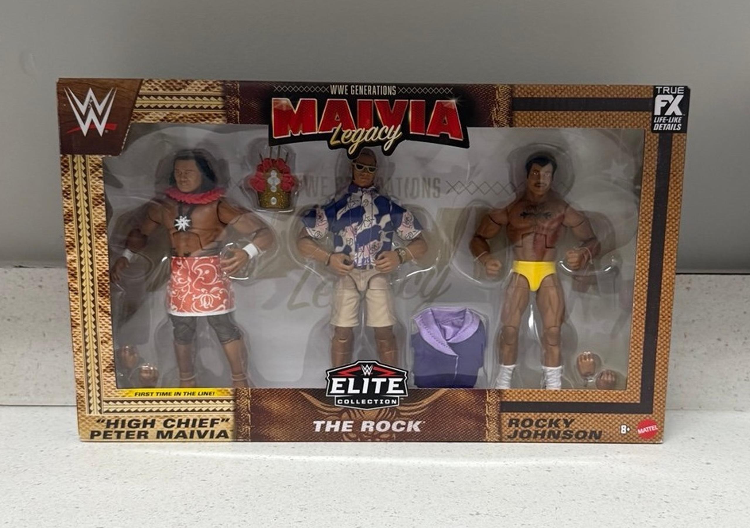 WWE Elite Action Figure Generations: The Rock, Rocky Johnson, Maivia Legacy Box